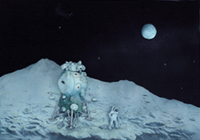 Artwork depicting a version of a Soviet lunar lander